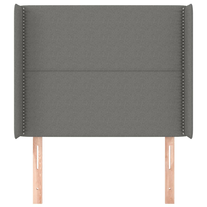 sengegavl med kanter 103x16x118/128 cm stof mørkegrå