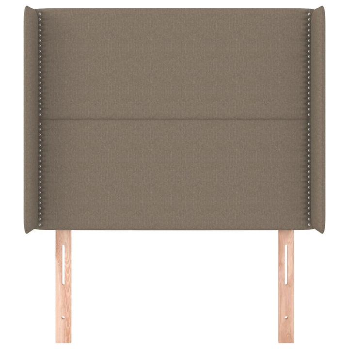 sengegavl med kanter 103x16x118/128 cm stof gråbrun