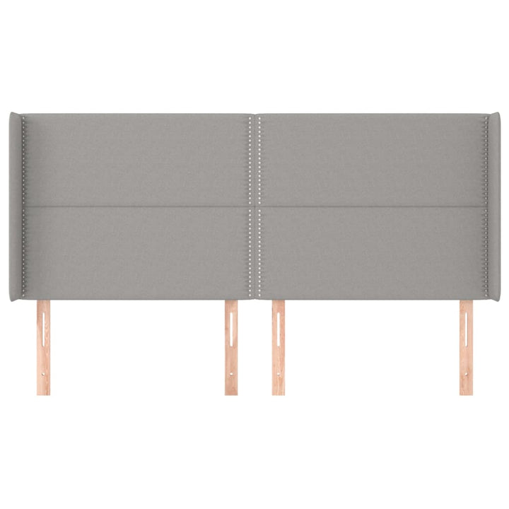 sengegavl med kanter 183x16x118/128 cm stof lysegrå