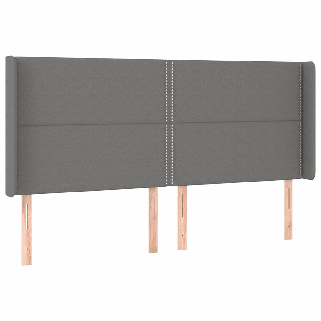 sengegavl med kanter 183x16x118/128 cm stof mørkegrå