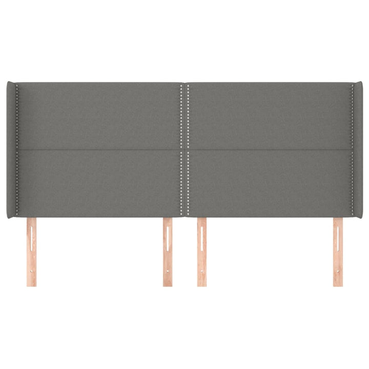 sengegavl med kanter 183x16x118/128 cm stof mørkegrå