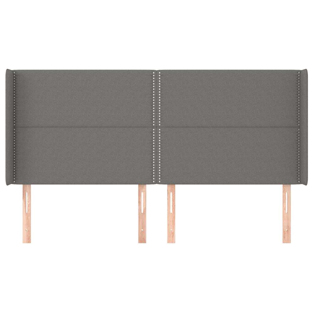 sengegavl med kanter 183x16x118/128 cm stof mørkegrå