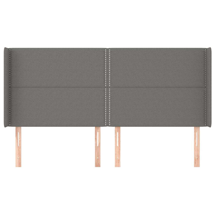 sengegavl med kanter 183x16x118/128 cm stof mørkegrå