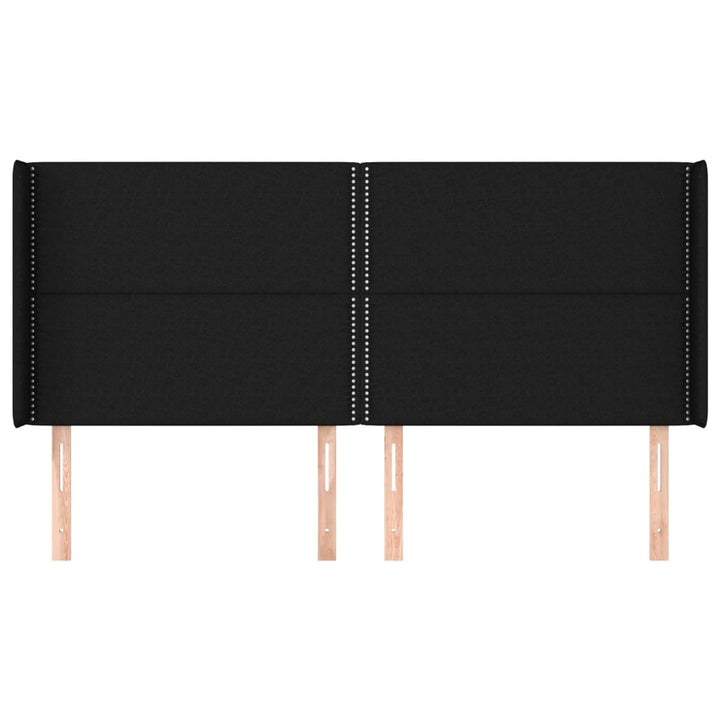 sengegavl med kanter 183x16x118/128 cm stof sort