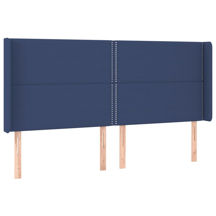 sengegavl med kanter 183x16x118/128 cm stof blå