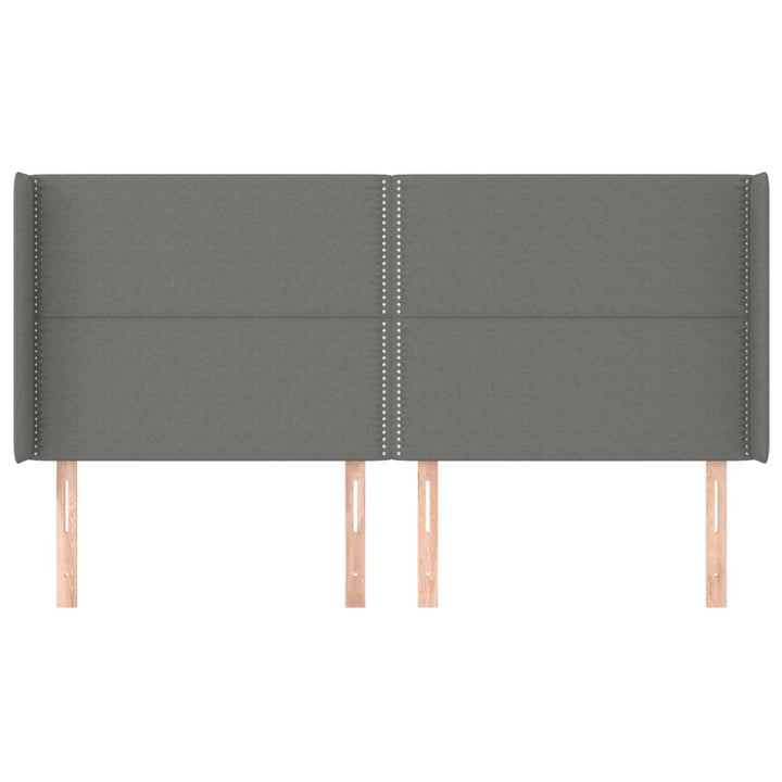 sengegavl med kanter 203x16x118/128 cm stof mørkegrå