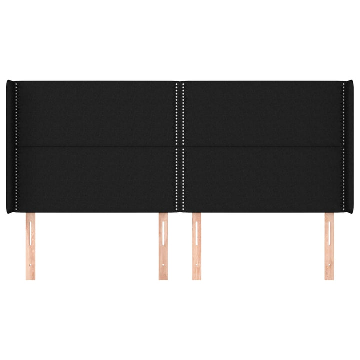sengegavl med kanter 203x16x118/128 cm stof sort