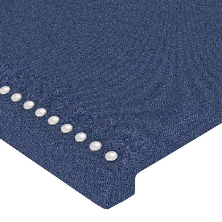 sengegavl med kanter 203x16x118/128 cm stof blå