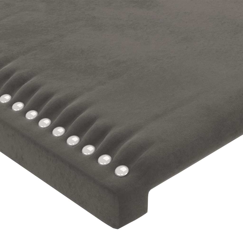 sengegavl med kanter 83x16x118/128 cm fløjl mørkegrå