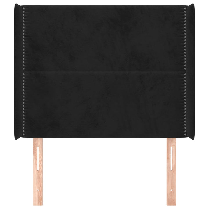 sengegavl med kanter 93x16x118/128 cm fløjl sort