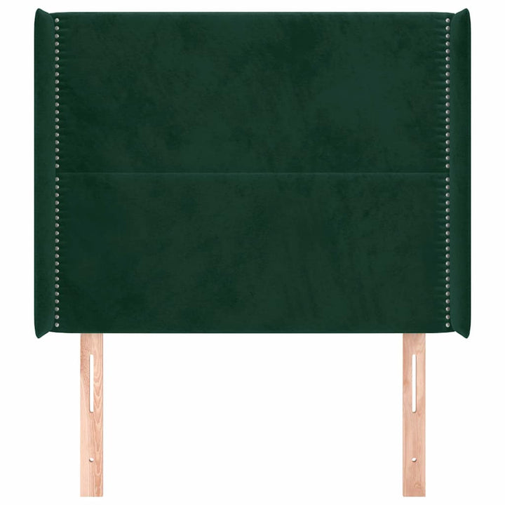 sengegavl med kanter 93x16x118/128 cm fløjl mørkegrøn