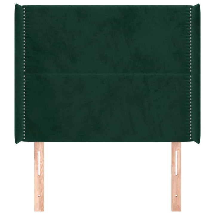 sengegavl med kanter 103x16x118/128 cm fløjl mørkegrøn