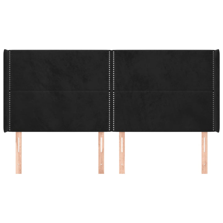 sengegavl med kanter 183x16x118/128 cm fløjl sort