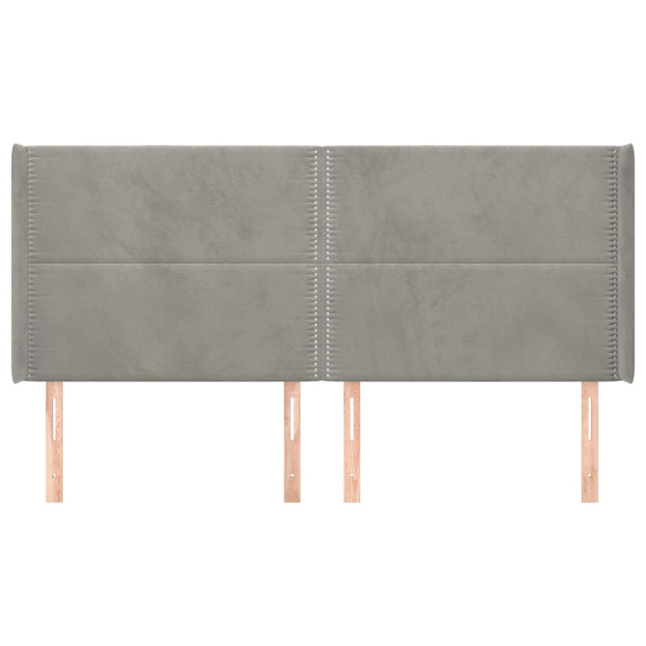 sengegavl med kanter 203x16x118/128 cm fløjl lysegrå