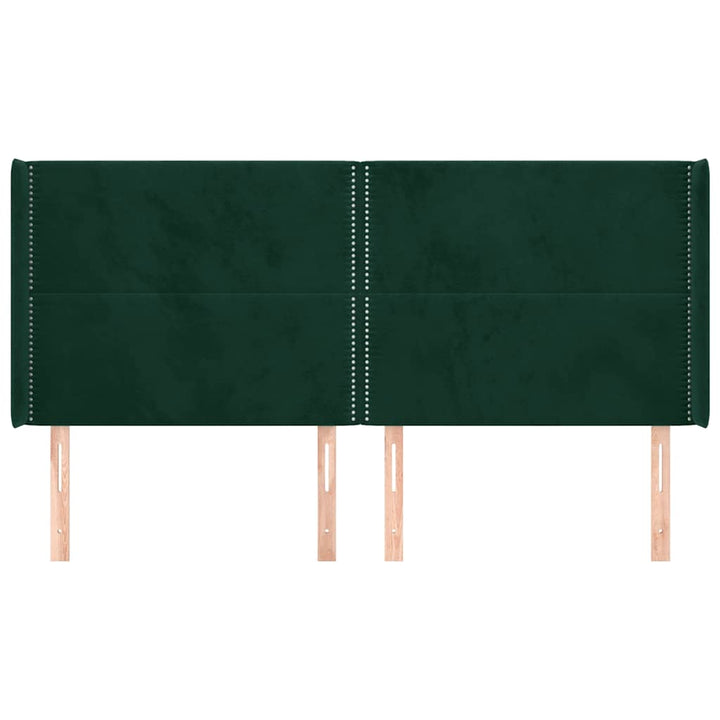 sengegavl med kanter 203x16x118/128 cm fløjl mørkegrøn