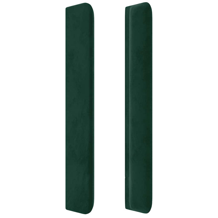 sengegavl med kanter 203x16x118/128 cm fløjl mørkegrøn