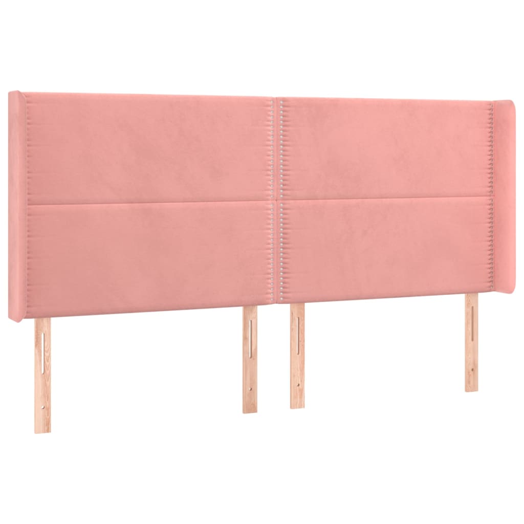sengegavl med kanter 203x16x118/128 cm fløjl lyserød