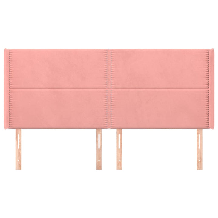 sengegavl med kanter 203x16x118/128 cm fløjl lyserød