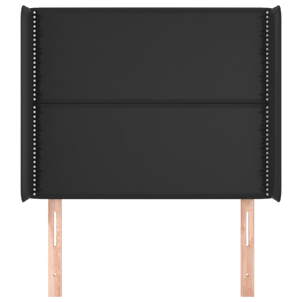 sengegavl med kanter 93x16x118/128 cm kunstlæder sort