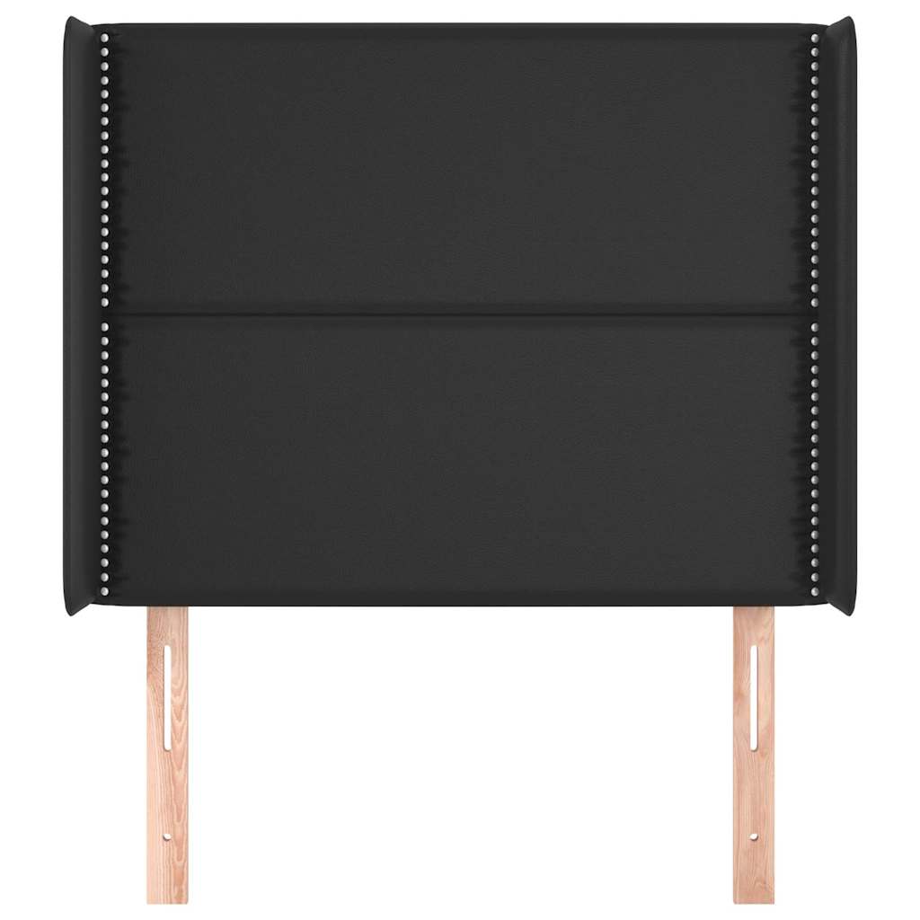 sengegavl med kanter 93x16x118/128 cm kunstlæder sort