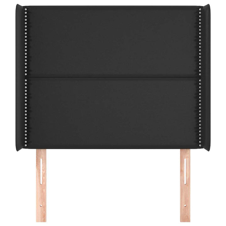 sengegavl med kanter 93x16x118/128 cm kunstlæder sort