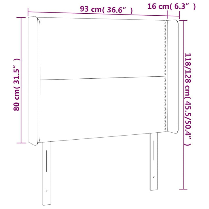 sengegavl med kanter 93x16x118/128 cm kunstlæder sort