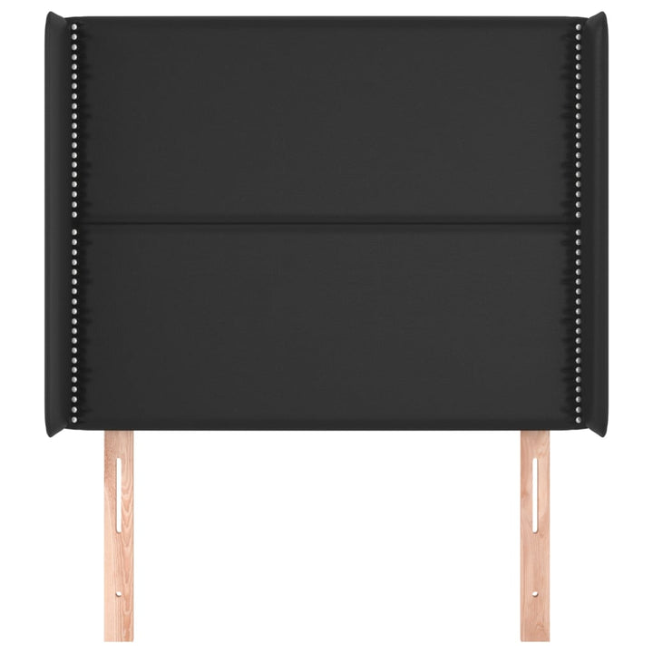 sengegavl med kanter 103x16x118/128 cm kunstlæder sort