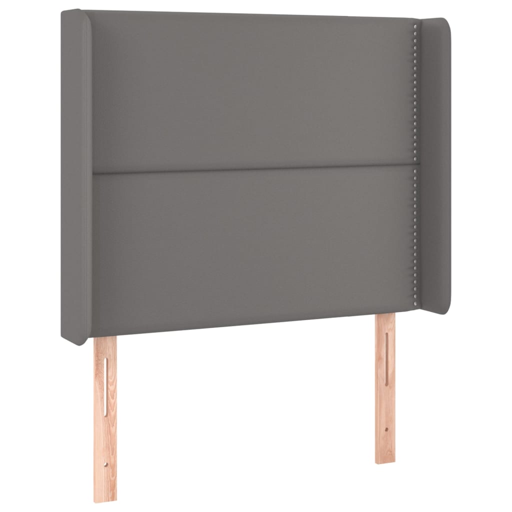 sengegavl med kanter 103x16x118/128 cm kunstlæder grå