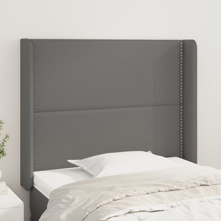 sengegavl med kanter 103x16x118/128 cm kunstlæder grå