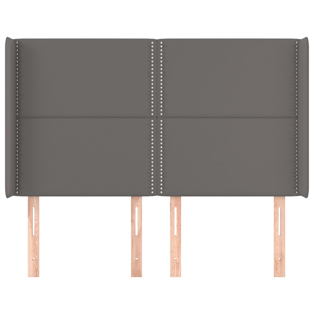 sengegavl med kanter 147x16x118/128 cm kunstlæder grå