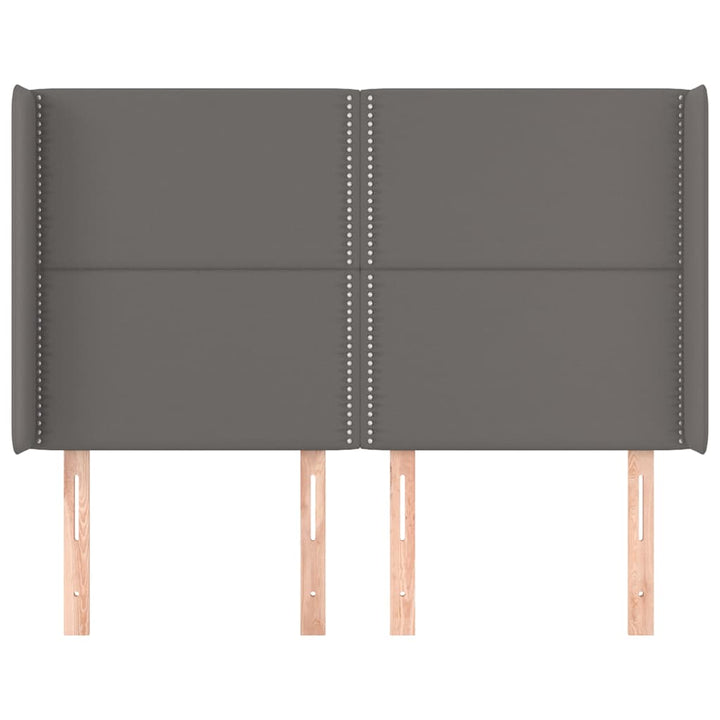 sengegavl med kanter 147x16x118/128 cm kunstlæder grå