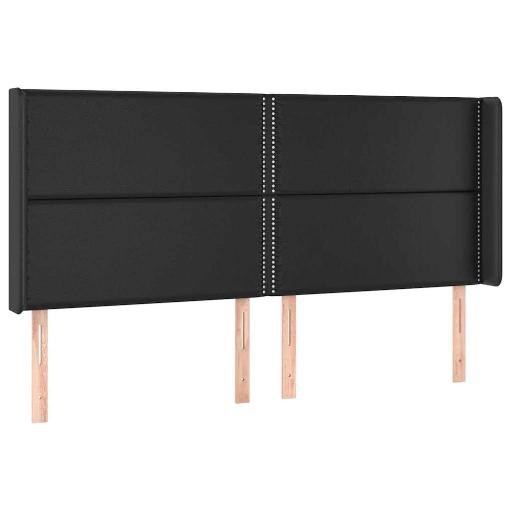 sengegavl med kanter 183x16x118/128 cm kunstlæder sort