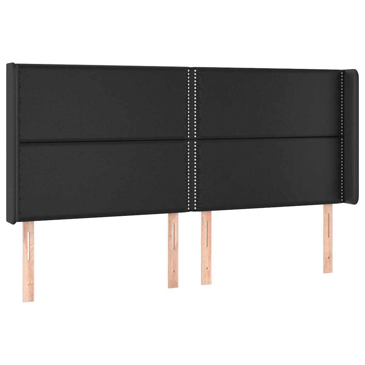 sengegavl med kanter 183x16x118/128 cm kunstlæder sort