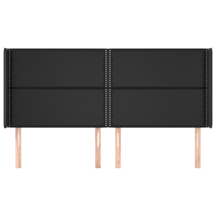 sengegavl med kanter 203x16x118/128 cm kunstlæder sort