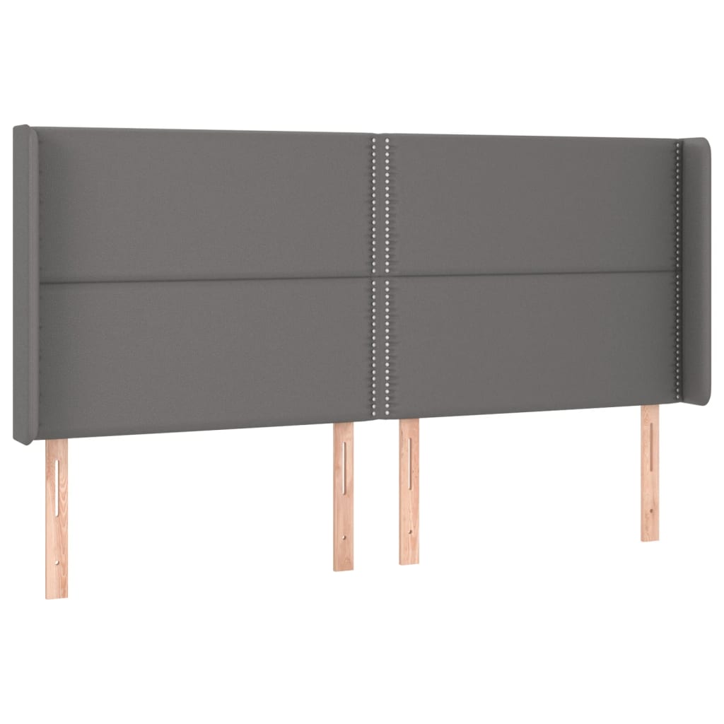 sengegavl med kanter 203x16x118/128 cm kunstlæder grå