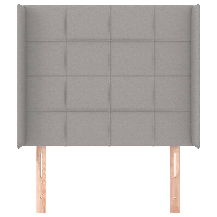 sengegavl med kanter 83x16x118/128 cm stof lysegrå