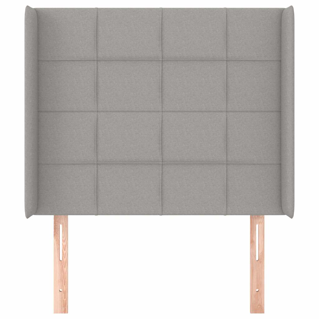 sengegavl med kanter 83x16x118/128 cm stof lysegrå