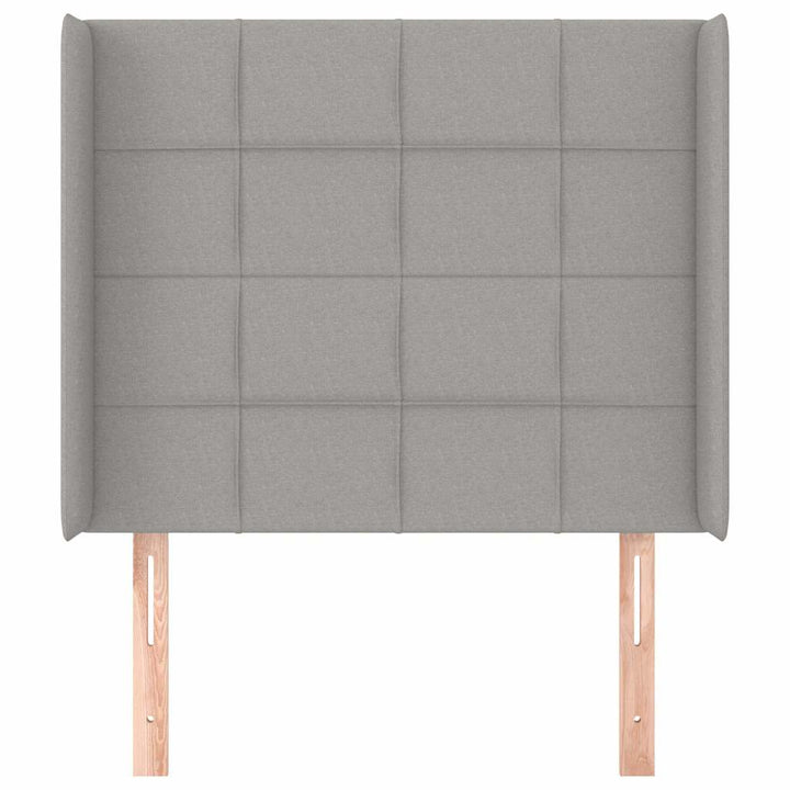 sengegavl med kanter 83x16x118/128 cm stof lysegrå