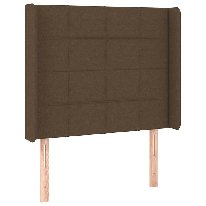 sengegavl med kanter 83x16x118/128 cm stof mørkebrun