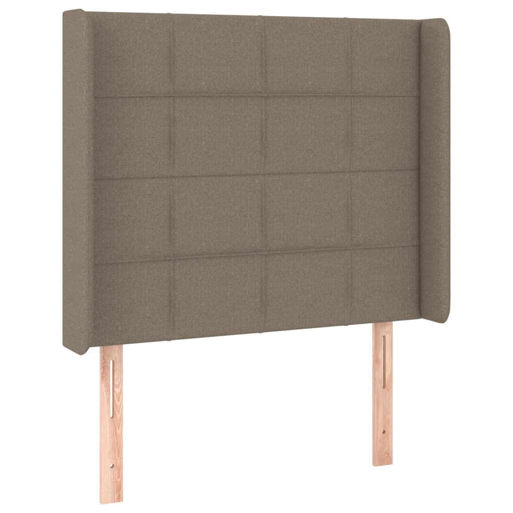 sengegavl med kanter 83x16x118/128 cm stof gråbrun