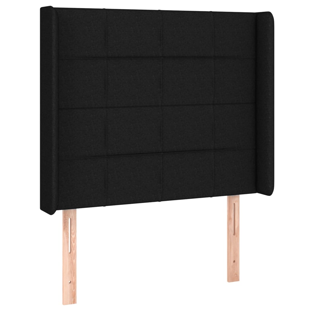 sengegavl med kanter 93x16x118/128 cm stof sort