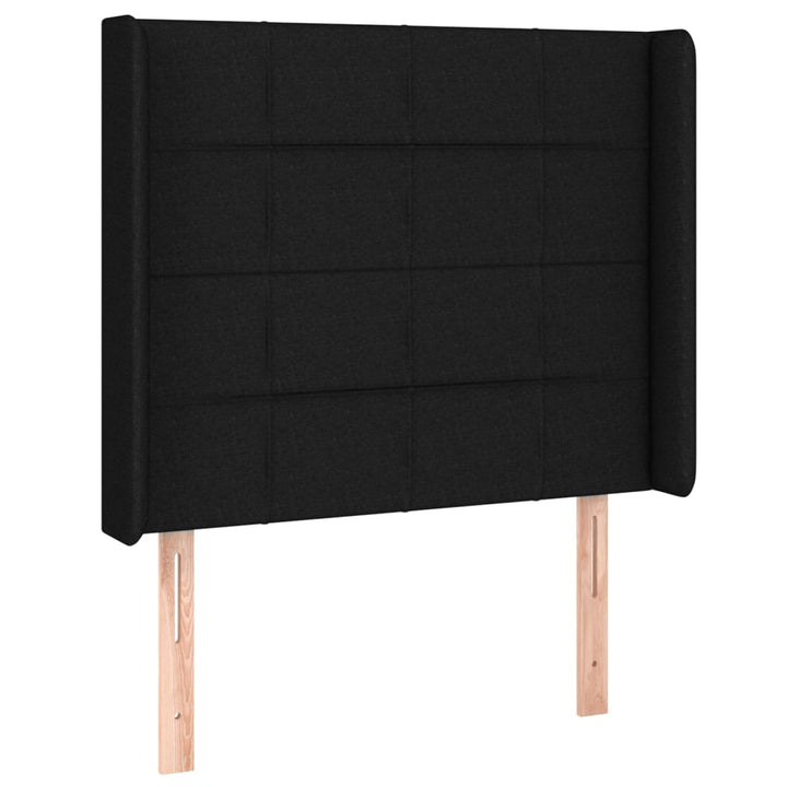 sengegavl med kanter 93x16x118/128 cm stof sort