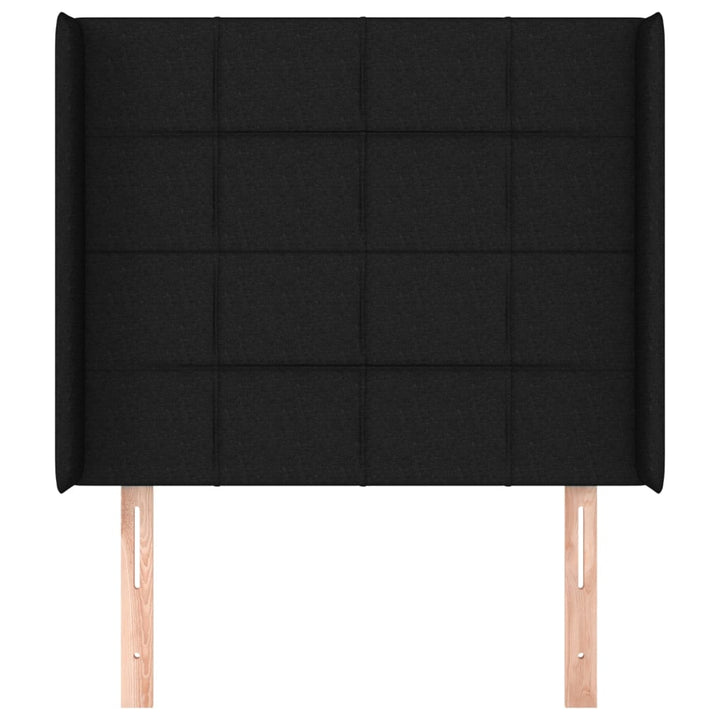 sengegavl med kanter 93x16x118/128 cm stof sort
