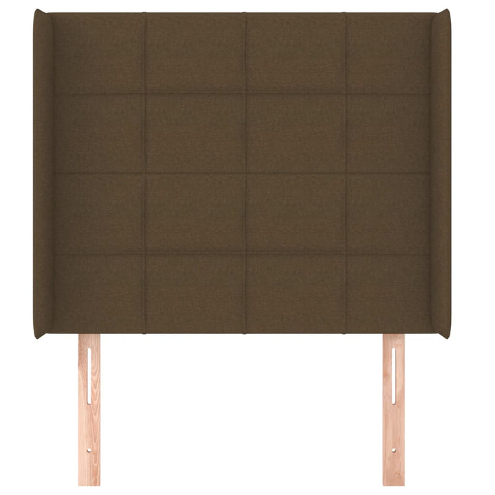 sengegavl med kanter 93x16x118/128 cm stof mørkebrun