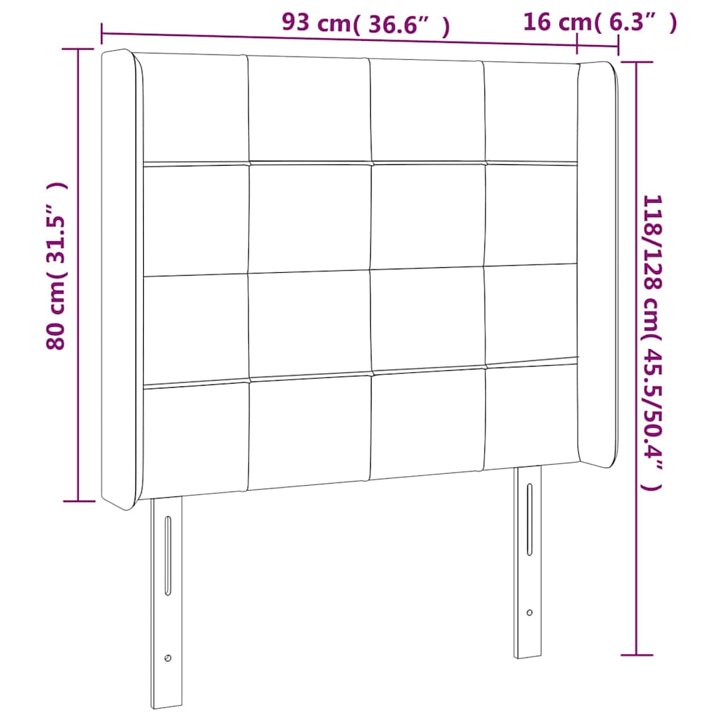 sengegavl med kanter 93x16x118/128 cm stof mørkebrun
