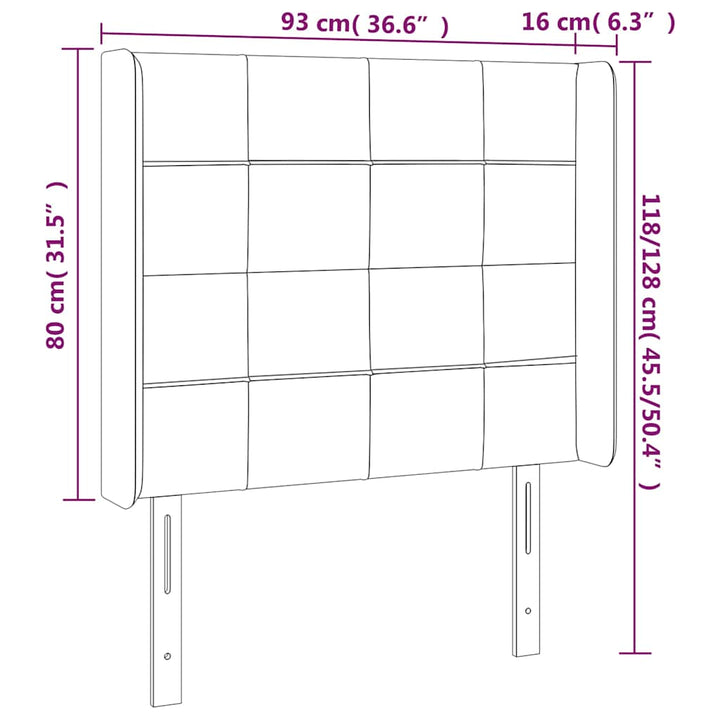 sengegavl med kanter 93x16x118/128 cm stof mørkebrun