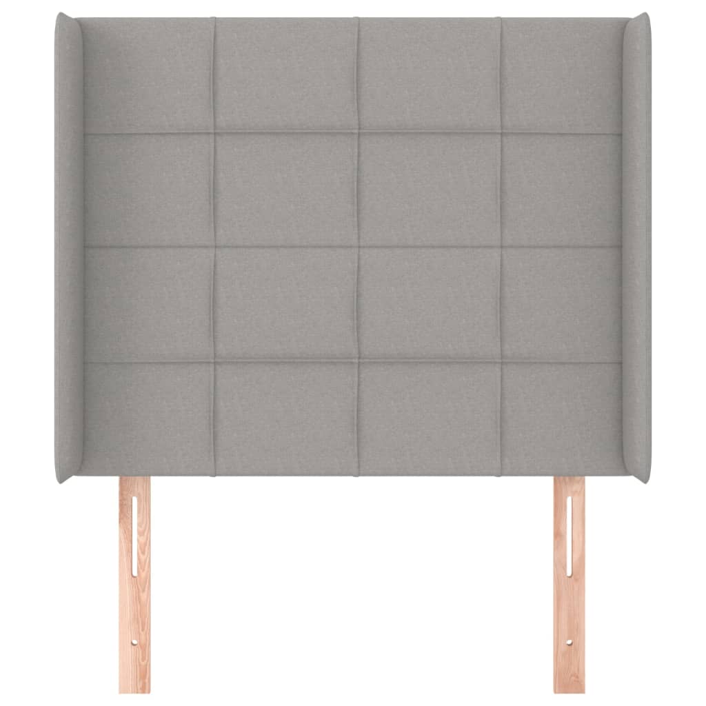 sengegavl med kanter 103x16x118/128 cm stof lysegrå