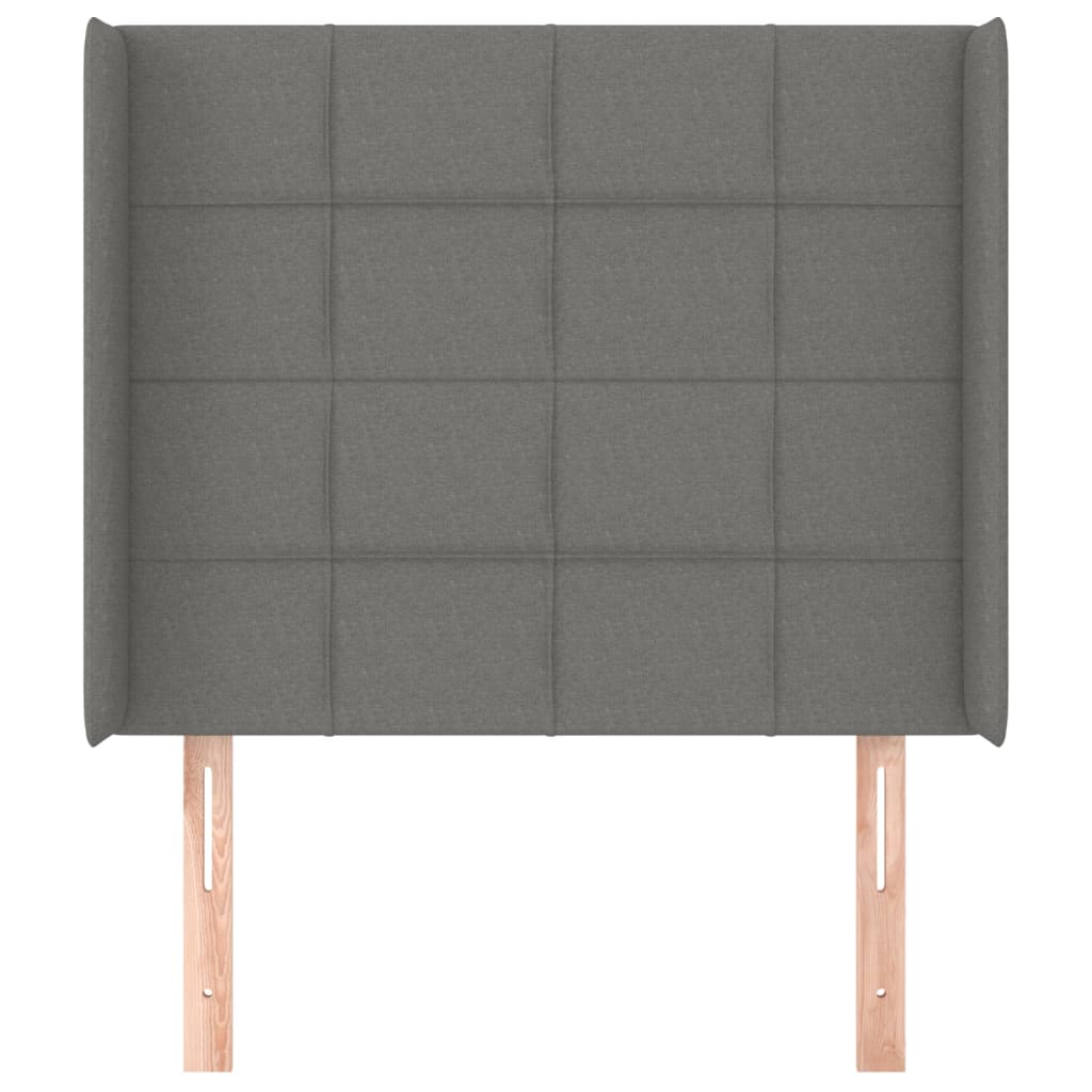 sengegavl med kanter 103x16x118/128 cm stof mørkegrå