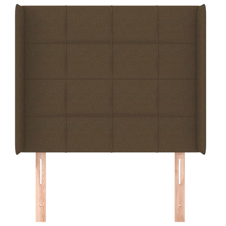sengegavl med kanter 103x16x118/128 cm stof mørkebrun