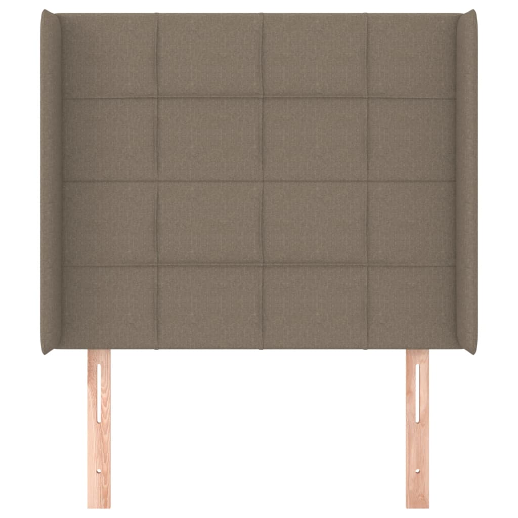 sengegavl med kanter 103x16x118/128 cm stof gråbrun